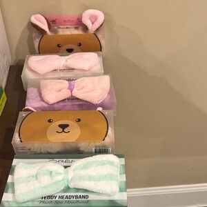 The Crème Shop Teddy Headyband Plush Spa Headbands, set of 5 varied